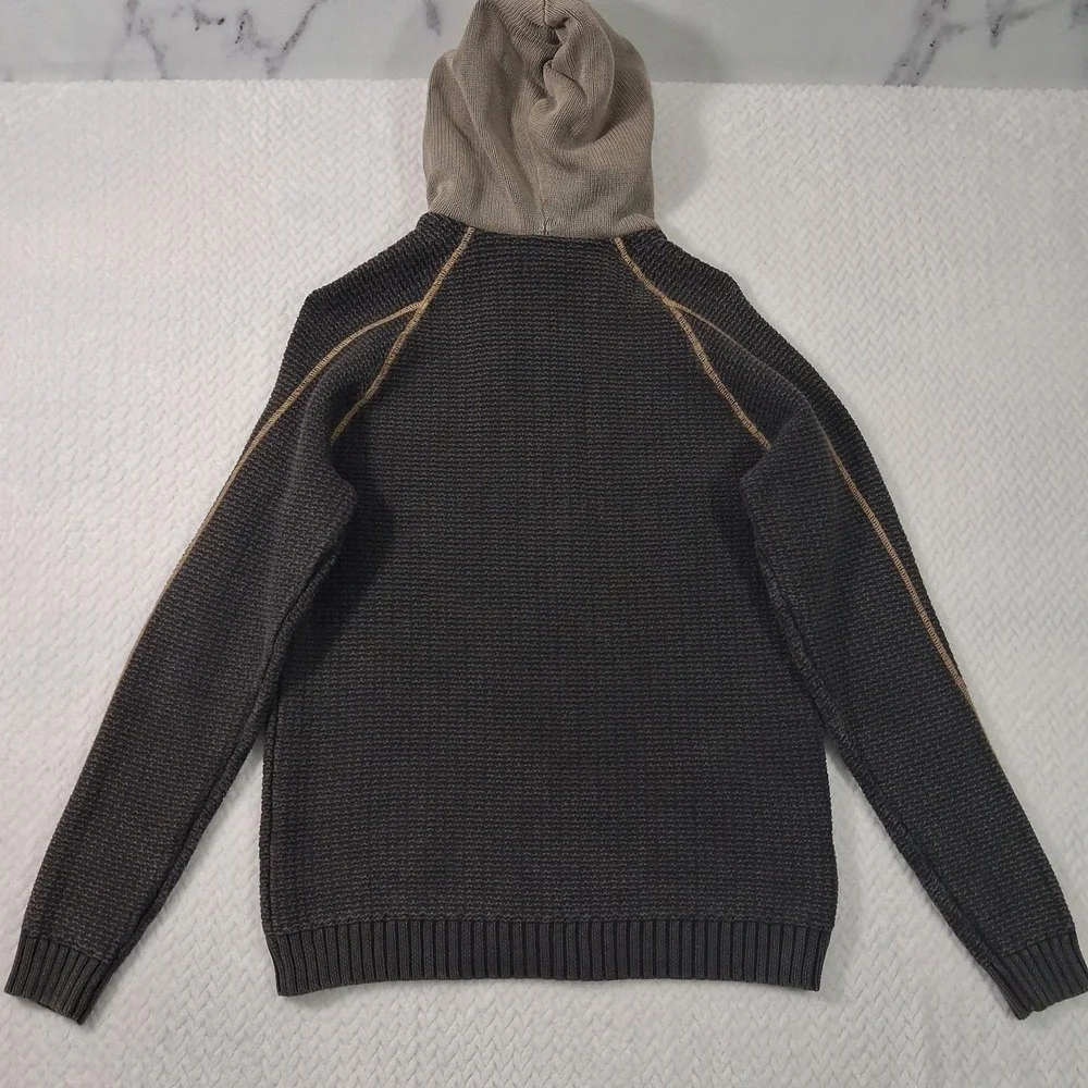 Carbon 2 Cobalt Heavy Knit Full Zip Hoodie Sweater Mens Size M Gray Brown.